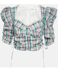 Isabel Marant - Galaor Checked Cotton Crop Top - Lyst
