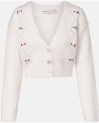 Alessandra Rich - Embroidered Mohair-Blend Cardigan - Lyst