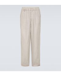Undercover - Pinstripe Wool And Linen Wide-leg Pants - Lyst