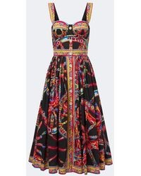 Dolce & Gabbana - Carretto Cotton Poplin Midi Dress - Lyst