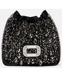 Roger Vivier - Pilgrim Mini Embellished Satin Bucket Bag - Lyst
