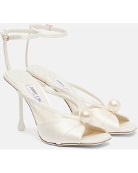 Jimmy Choo - Siva 95 Embellished Satin Sandals - Lyst