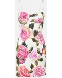 Dolce & Gabbana - Floral Print Mini Dress - Lyst