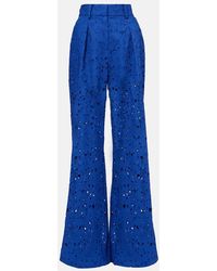 Rebecca Vallance - Zaffre Broderie Anglaise Cotton Flared Pants - Lyst