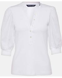 Veronica Beard - Coralee Puff-Sleeve Cotton-Blend Top - Lyst