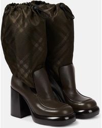 Burberry - Leather And Nylon Blend Wedge Boots - Lyst