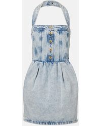 Patou - Halterneck Denim Minidress - Lyst