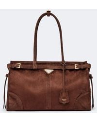 Prada - Tote Bag Bonnie Large Aus Veloursleder - Lyst