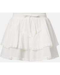 Poupette - Thia Embroidered Tiered Cotton Shorts - Lyst