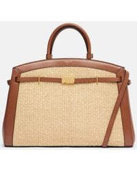 DeMellier London - New York Leather-Trimmed Raffia Tote Bag - Lyst