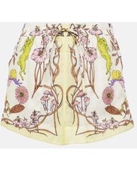 Tory Burch - Shorts de lino de tiro alto floral - Lyst