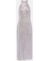 RIXO London - Zuri Sequined Halterneck Maxi Dress - Lyst