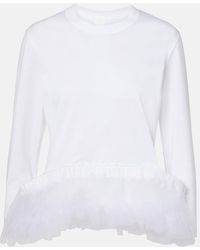 Noir Kei Ninomiya - Tulle-Trimmed Cotton Jersey Top - Lyst