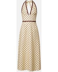 Posse - Bowie Polka-Dot Linen And Cotton Midi Dress - Lyst