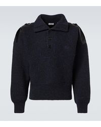 Burberry - Leather-Trimmed Wool-Blend Polo Sweater - Lyst