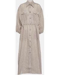 Brunello Cucinelli - Sparkling Cotton And Silk Midi Dress - Lyst