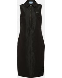 Prada - Half-zip Silk-blend Midi Dress - Lyst