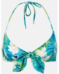 Chloé - Bow-Detail Floral Bikini Top - Lyst