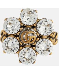 Gucci - Ring mit Doppel G und Kristallen - Lyst