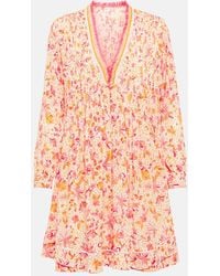 Poupette - Ola Floral Rayon Georgette Minidress - Lyst