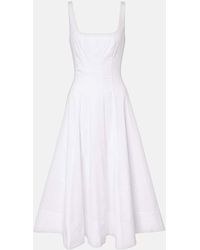 STAUD - Wells Cotton Poplin Midi Dress - Lyst