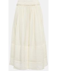 Tory Burch - Cotton And Linen Midi Skirt - Lyst