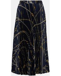 Versace - Greca Nautical Plisse Satin Midi Skirt - Lyst