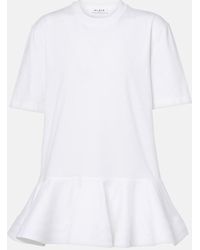 Alaïa - Peplum Cotton Jersey T-Shirt - Lyst