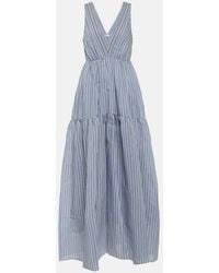 Brunello Cucinelli - Striped Cotton And Silk Maxi Dress - Lyst