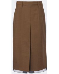 Prada - Chiffon-Trimmed Virgin Wool Midi Skirt - Lyst
