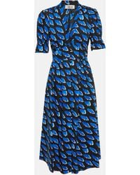 Diane von Furstenberg - Erica Printed Stretch-cotton Midi Dress - Lyst