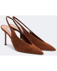 Aquazzura - Voltaire 85 Suede Slingback Pumps - Lyst