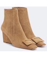Roger Vivier - Belle Vivier Suede Wedge Ankle Boots - Lyst