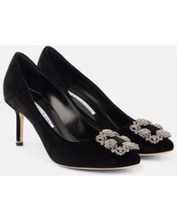 Manolo Blahnik - Hangisi 70 Embellished Velvet Pumps - Lyst