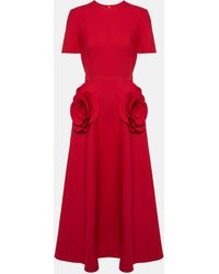 Valentino - Crepe Couture Floral-applique Midi Dress - Lyst