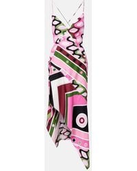 PUCCI - Vivara Silk Satin Midi Dress - Lyst