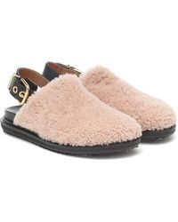 Marni Slippers Fussbett in shearling - Rosa