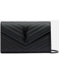 Saint Laurent - Cassandre Leather Wallet On Chain - Lyst