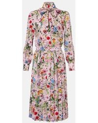 Gucci - Flora Silk Shirt Dress - Lyst