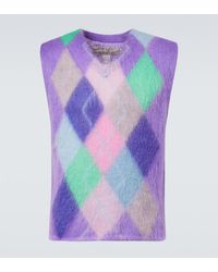 ERL - Checked Mohair-Blend Sweater Vest - Lyst