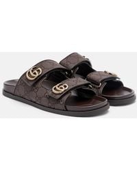 Gucci - Double G Gg Canvas Sandals - Lyst