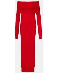 Stella McCartney - Off-Shoulder Virgin Wool Maxi Dress - Lyst