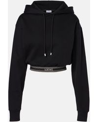 Loewe - Cropped Cotton Jersey Hoodie - Lyst