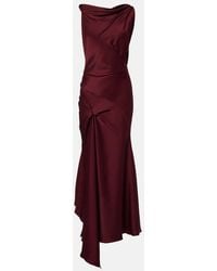Victoria Beckham - Posy Draped Satin Midi Dress - Lyst