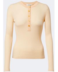 Chloé - Ribbed-Knit Silk-Trimmed Wool Henley Shirt - Lyst