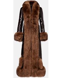 Chloé - Mantel Aus Leder Mit Shearling - Lyst