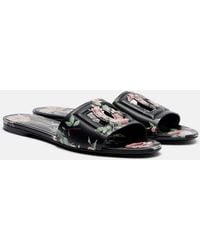 Dolce & Gabbana - Dg Floral Leather Slides - Lyst