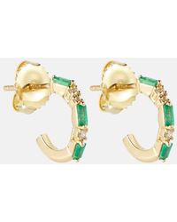 Suzanne Kalan - 18kt Gold Earrings With Emeralds And Diamonds - Lyst