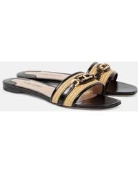 Tom Ford - Whitney Leather And Raffia Slides - Lyst