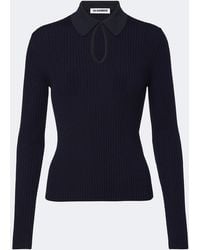 Jil Sander - Cutout Ribbed-Knit Wool Polo Sweater - Lyst